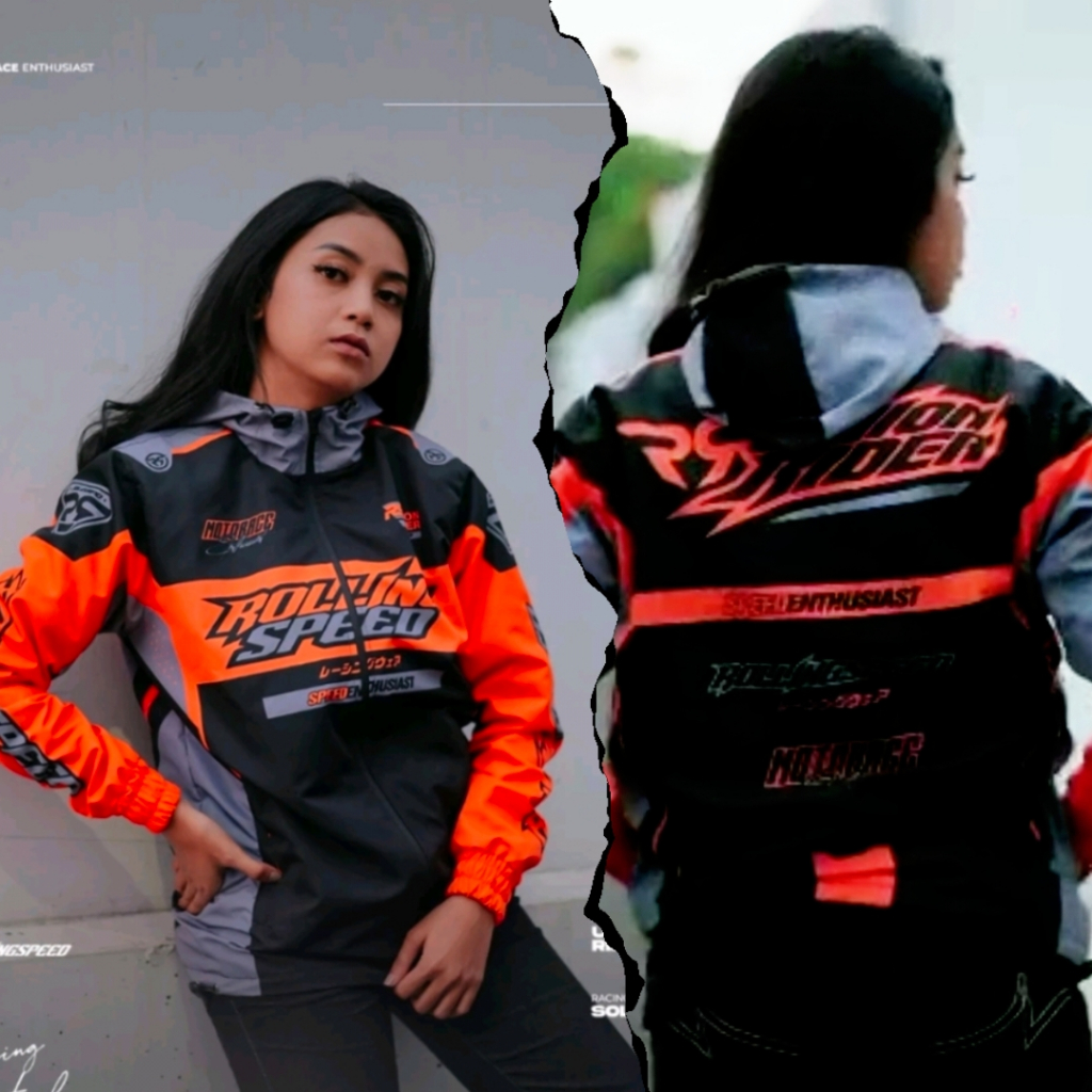 Jual ROLLING SPEED JAKET RACING BAHAN PARASUT ANTI AIR ELDER BLACK ...