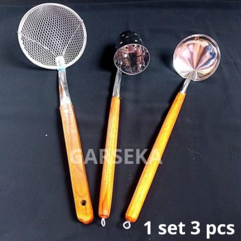 Jual satu set 3 pcs peralatan mie Ayam Bakso/soto stainles stell anti ...