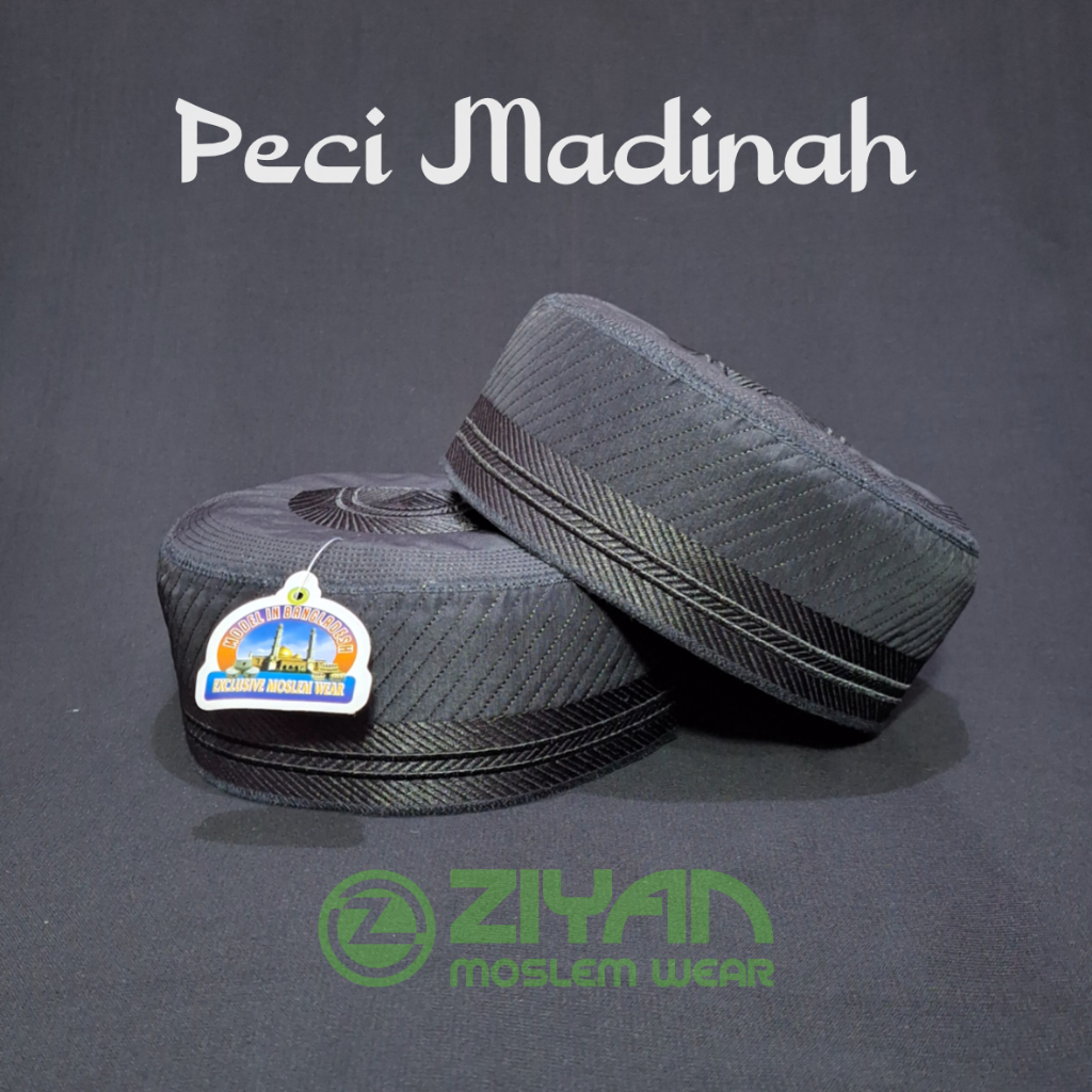 Peci Madinah Bugis Hitam Bordir Premium Dewasa Motif Kurit