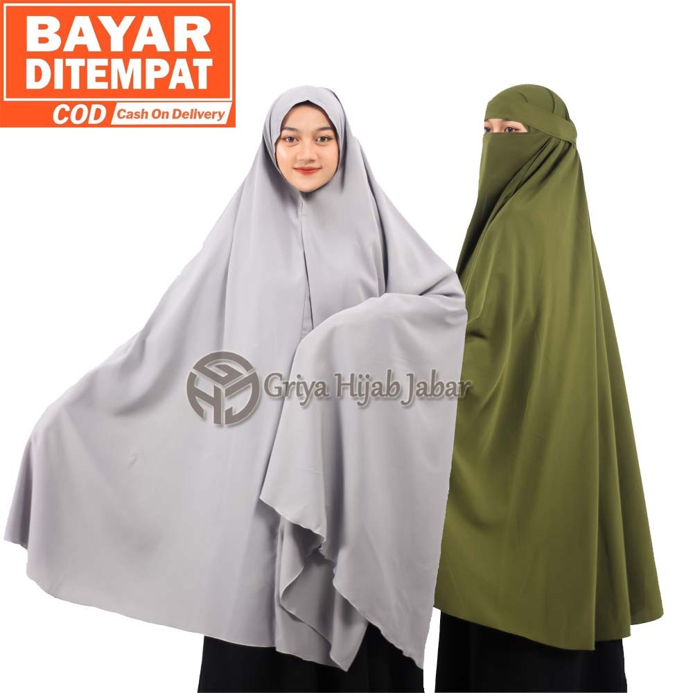 [Gratis Cadar Bandana] Khimar Super Jumbo Exclusive Syari Haramain Non Pet Gratis Cadar Wolfis