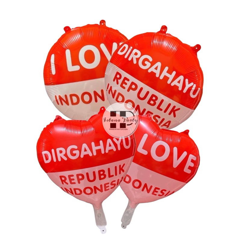 ( PACK ISI 50 ) 40 CM balon foil 17 agustus HUT RI / DIRGAHAYU RI merah putih