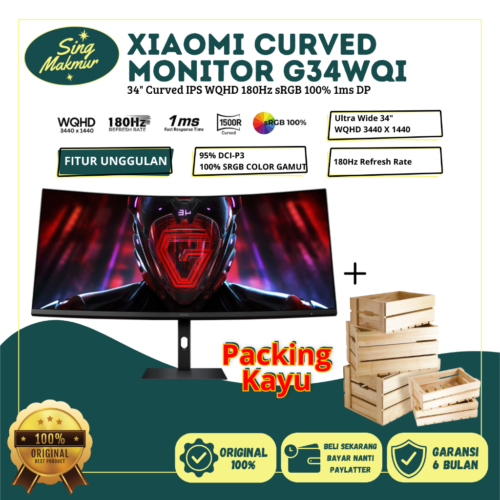 Jual Xiaomi Mi Monitor 34 Inch G34WQi WQHD Ultrawide 180Hz Curved ...