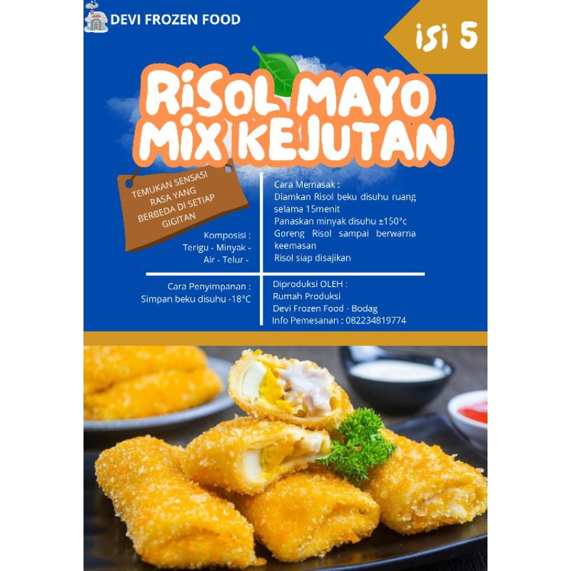 Jual RISOL MAYO FROZEN FOOD BERBAGAI MACAM VARIAN WARNA DAN ISIAN 1 ...