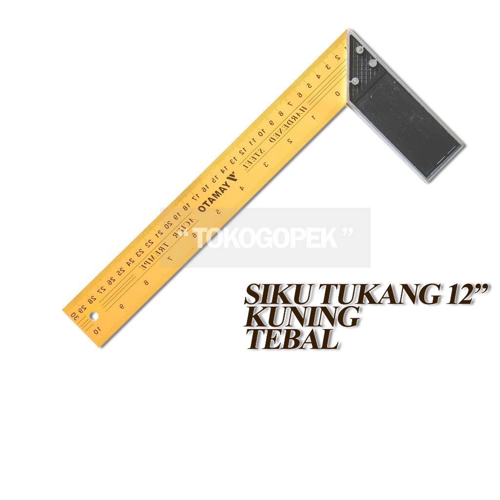 Jual SQUARE RULLER - PENGGARIS SIKU L KUNING TEBAL 30CM | Shopee Indonesia