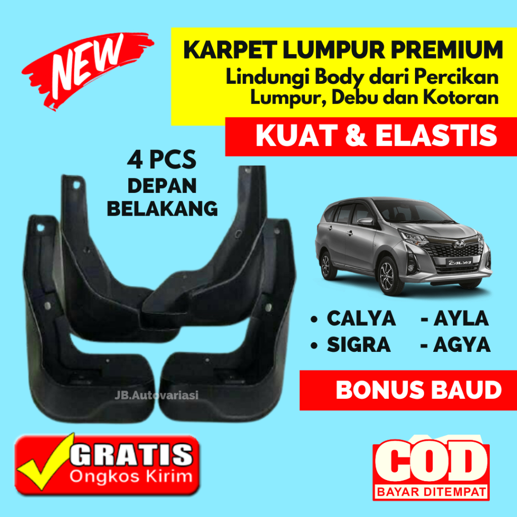 Mud guard Karpet Lumpur Calya Sigra Ayla Agya Kuat Elastis Kualitas Premium Penahan Lumpur Calya