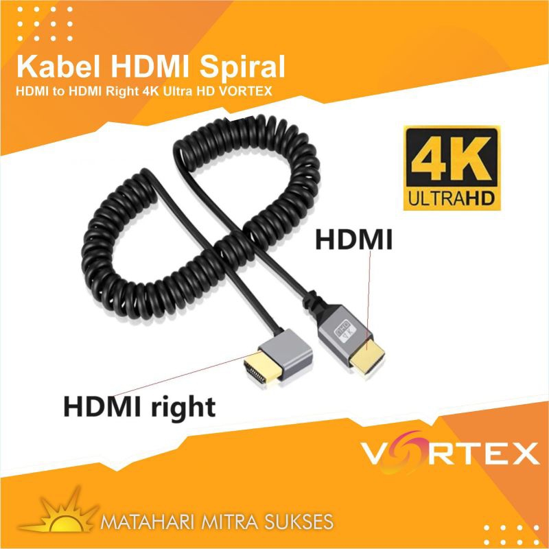 Jual Kabel HDMI Spiral HDMI to HDMI Right 4K Ultra HD 0,5m-2,4m VORTEX ...