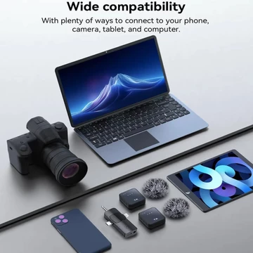 TNW F11 2 Wireless Microphone Clip On 2 Mikrofon Lavalier Hp Kamera Vlog Youtuber Live Streaming