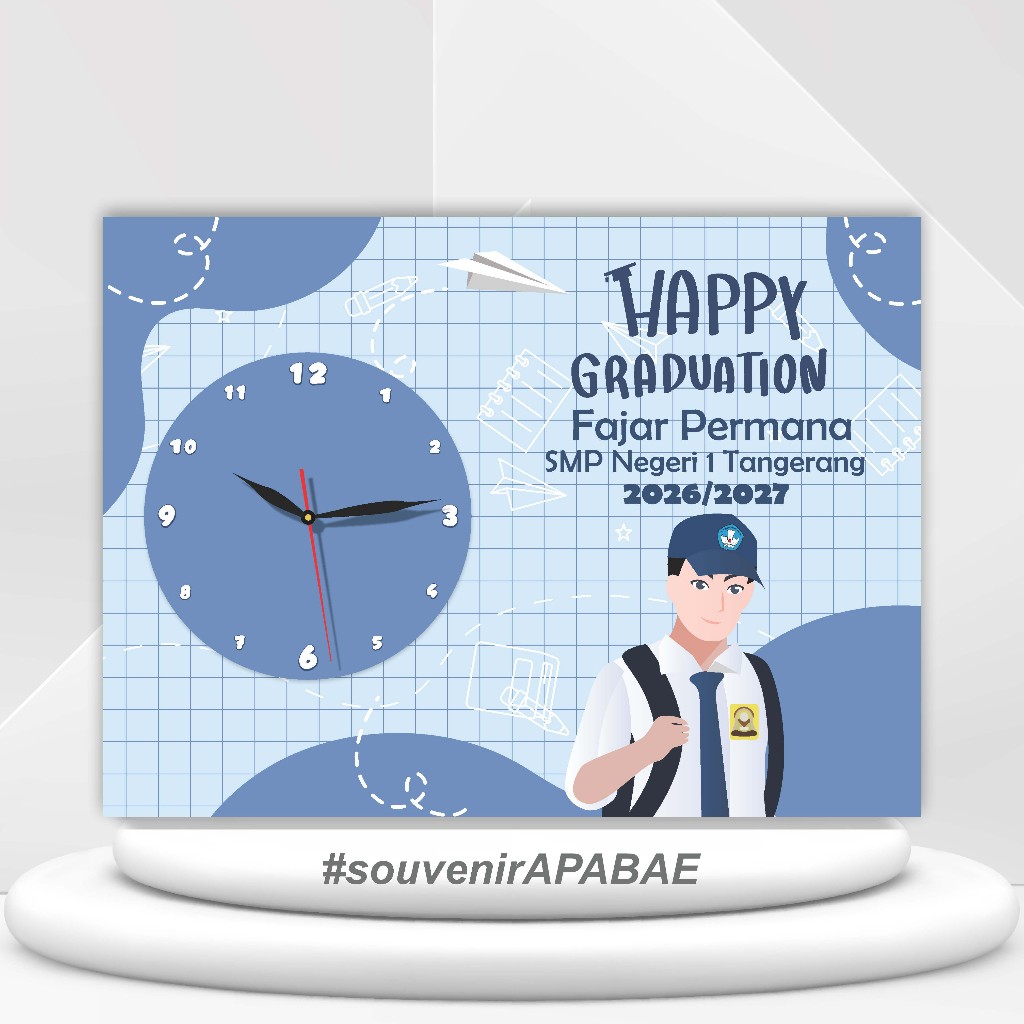 Jual Kado Anak SMP Best Student / Jam Custom Nama Graduation SMP ...