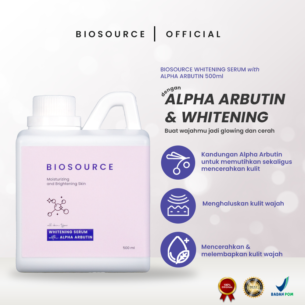 Jual BIOSOURCE WHITENING SERUM with Alpha Arbutin 500ML | BPOM ...