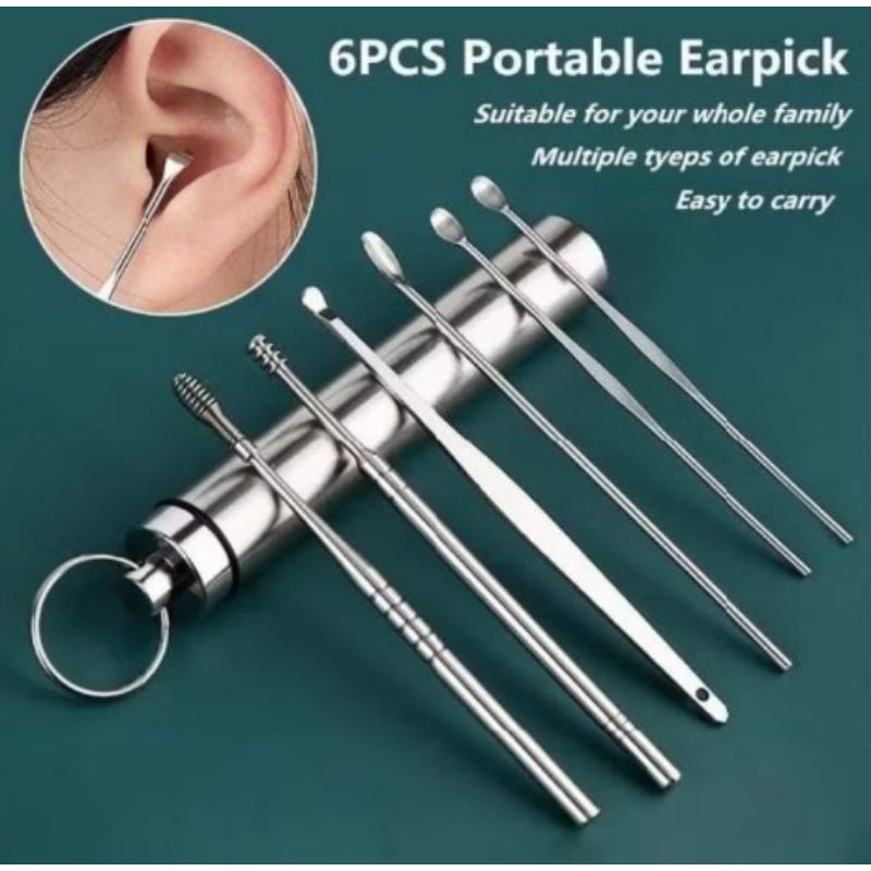 Jual [HAVEN] Pembersih Telinga Set / Ear Pick Set/Stainless Steel Ear ...