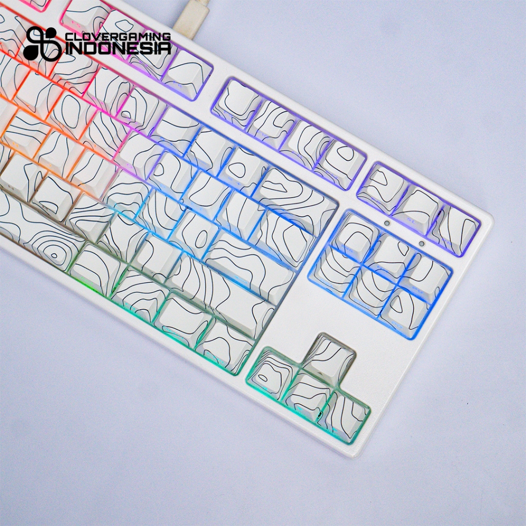 Jual CLV Keycaps Topography White Side Printed Contour Line PBT Dye Sub ...