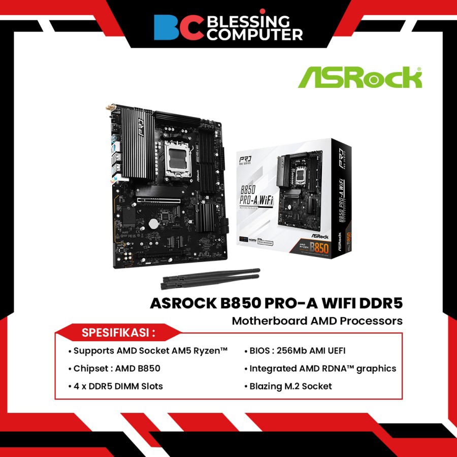Jual Motherboard ASROCK B850 PRO-A WIFI DDR5 | Shopee Indonesia