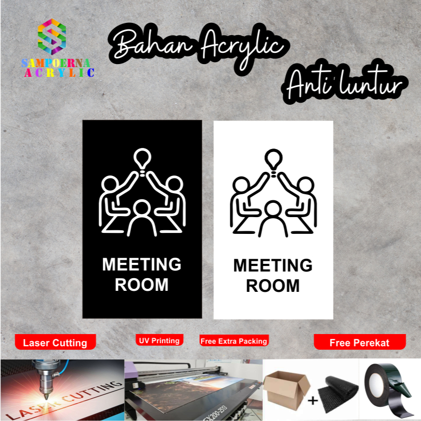 Jual Meeting Room Sign Board Akrilik Print Papan Petunjuk Signage ...