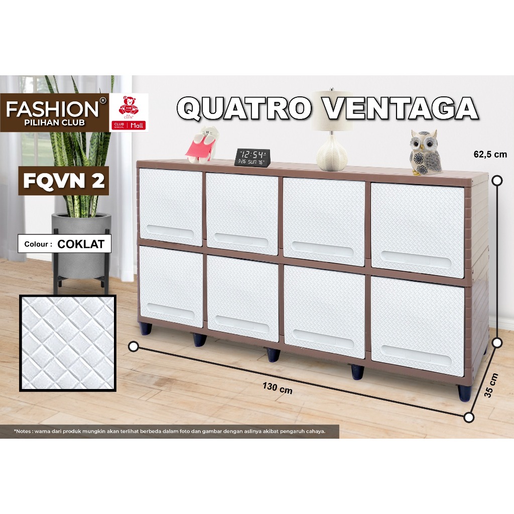 CLUB Fashion Quatro Ventaga - Lemari Plastik Susun Serbaguna - Lemari Pakaian Plastik - Almari Susun