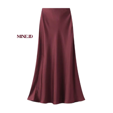 Rok Satin Silk Premium Maxi A Line Satin Skirt Rok Satin Duyung Size S XXXL 3XL Mine Skirt