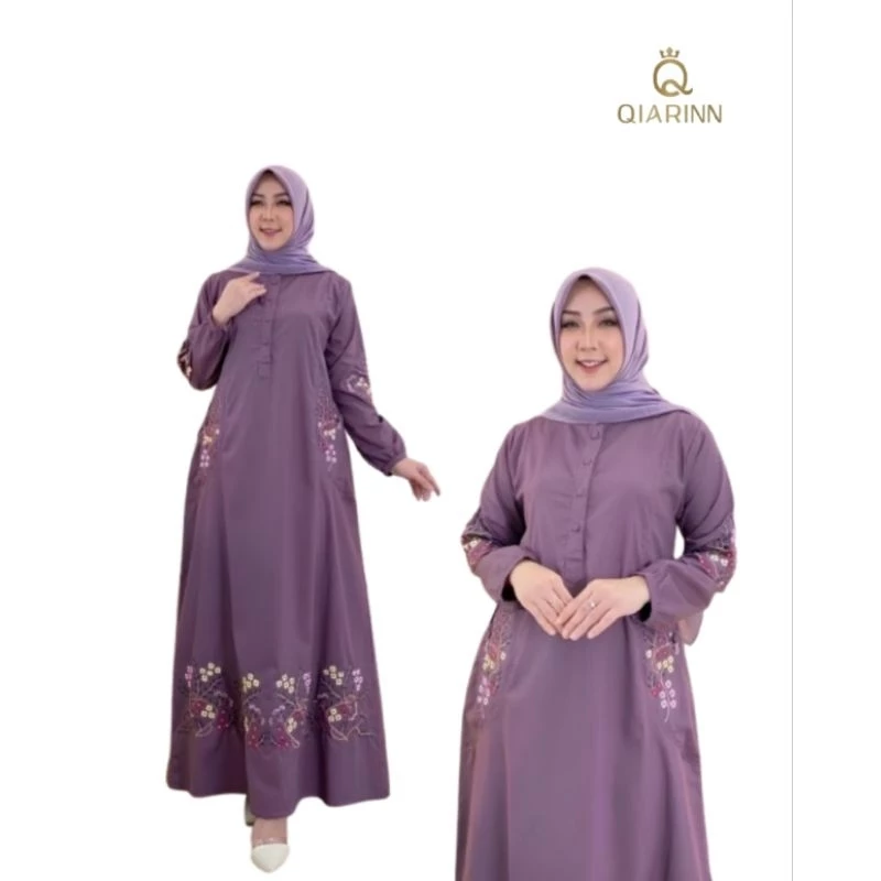 gamis muslimah modern simple gamis bordir model saku bahan katun toyobo