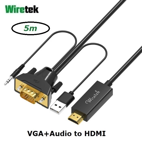 VGA to HDMI with Audio and Power Cable 5meter WIRETEK