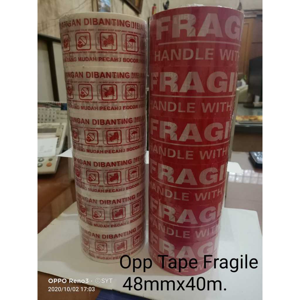 Jual [1 Pcs] Lakban Fragile 2 Inch 48mm x 90 Yard / Isolasi Selotip ...