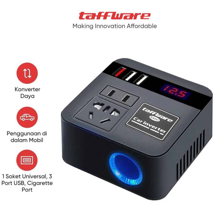 Jual Taffware Car Power Inverter DC to DC 12/24V to 110/220V 100W ...