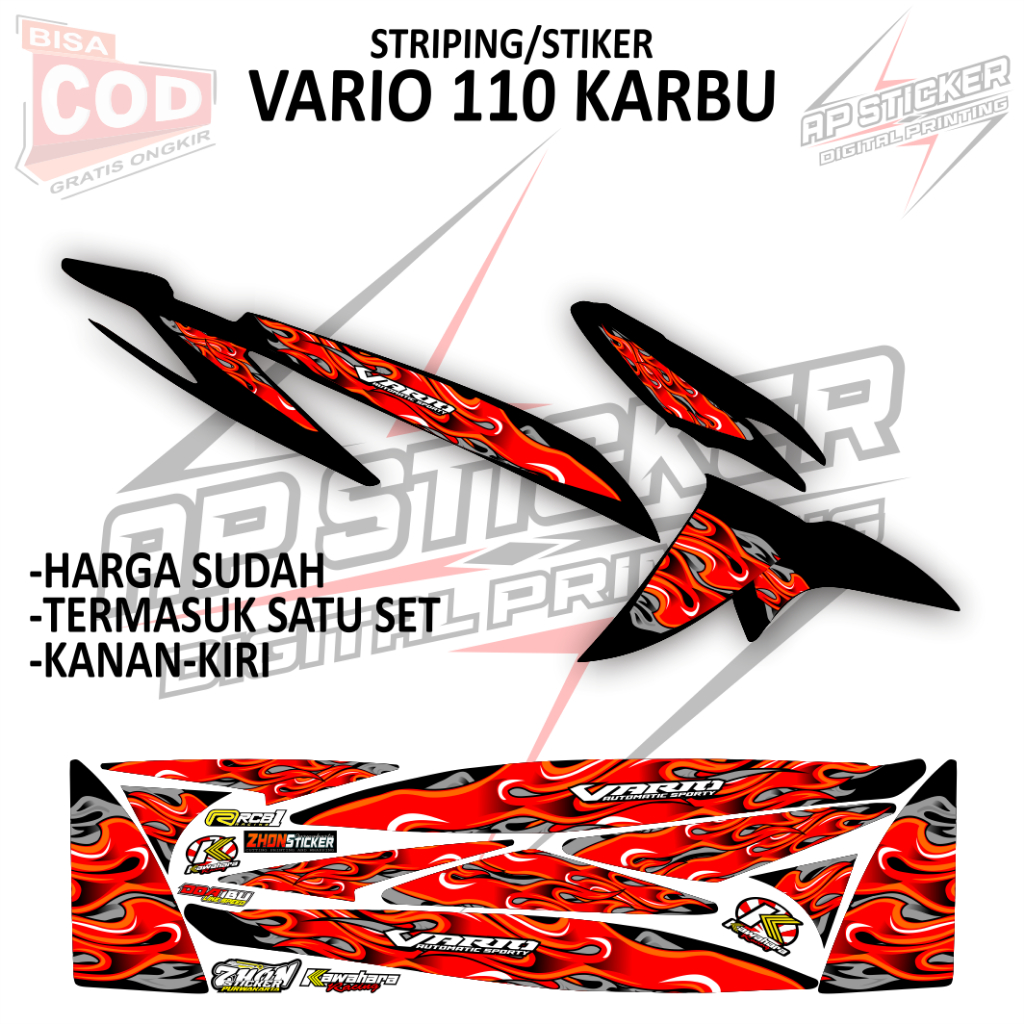Jual Stiker / Striping Variasi Honda Vario 110 Old Stiker Motif Api ...