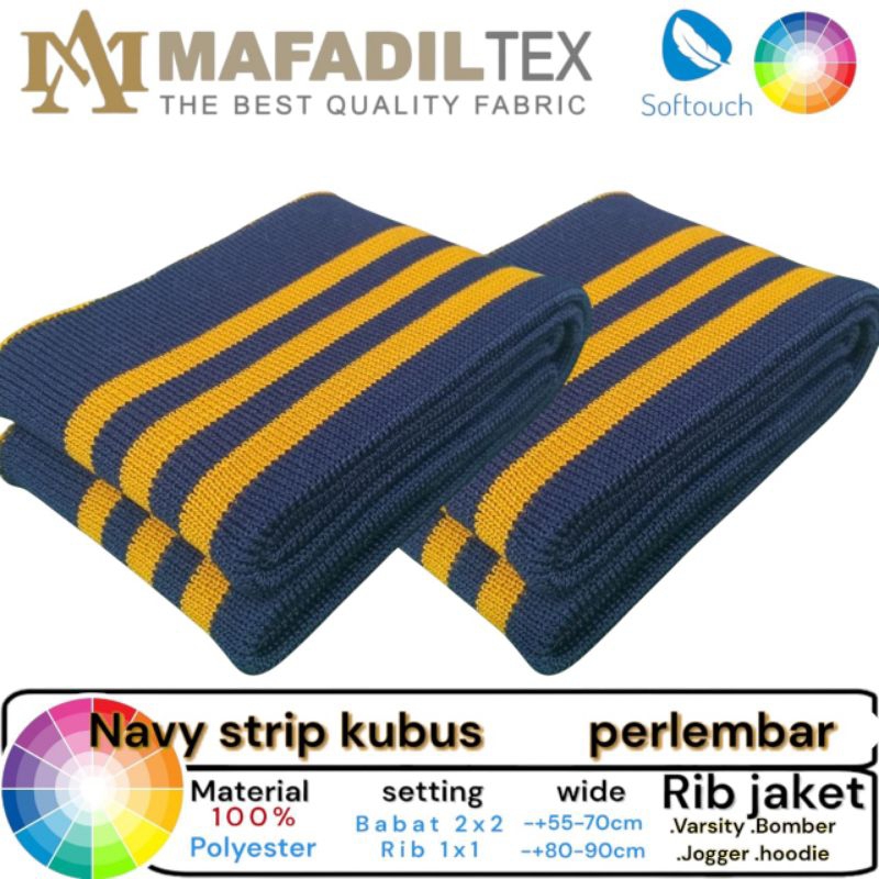 Jual kain rib/bur jaket warna dasar navy garis kubus polyester premium ...
