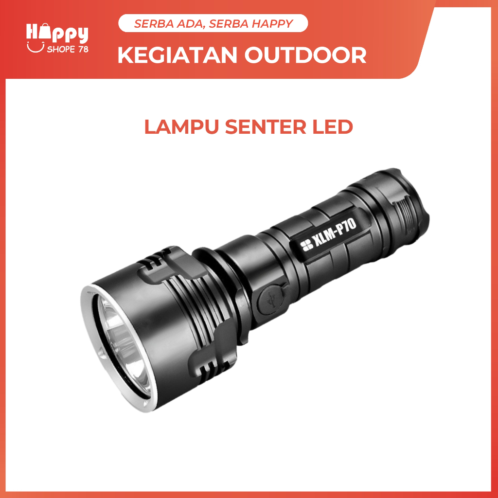 Jual Senter LED Rechargeable Super Terang Waterproof Outdoor Flashlight ...