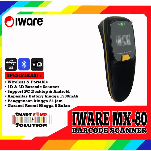 Jual Barcode Scanner Wireless Mini Portable Iware MX-80 / MX80 / MX 80 ...