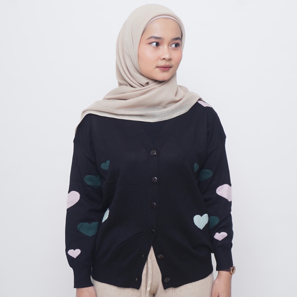 Jual Cardigan Rajut Wanita Knit Outer perempuan Knitwear Top Hitam ...