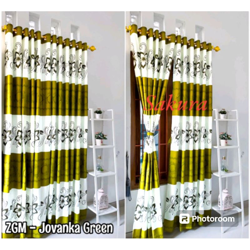 Gorden motif venture tinggi 220cm smokring  untuk pintu dan jendela harga termurah homemade