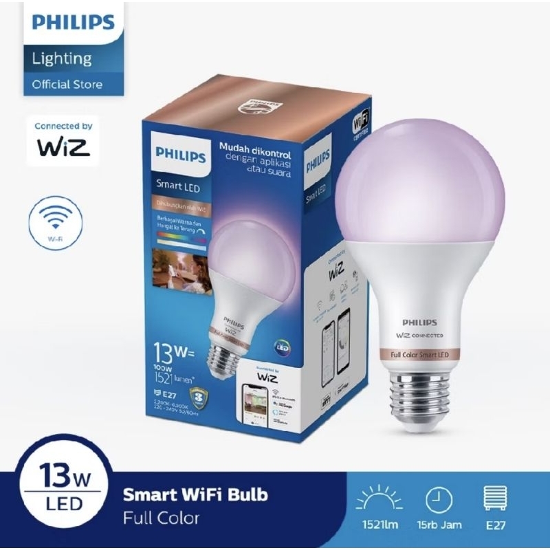 Jual lampu led philips smart wi-fi bluetooth wiz RGB 13w | Shopee Indonesia