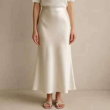 Rok Satin Silk Premium High Waist Panjang 95cm Elegan Bahan Adem Jatuh Look Slim CAROSEL