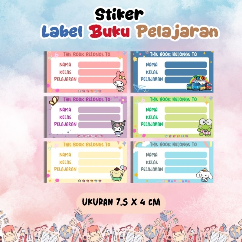 Jual Stiker Label Nama Buku/Stiker Label Buku/Stiker Label Karakter ...