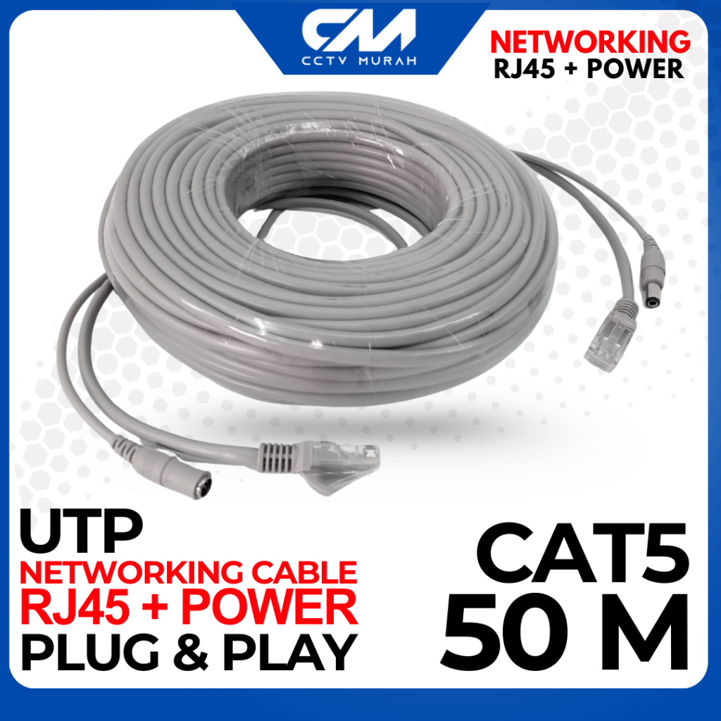 Jual Kabel LAN UTP Cat 5 + Power Jack Dc Male - U- 5M-10M-15M-20M-25M ...