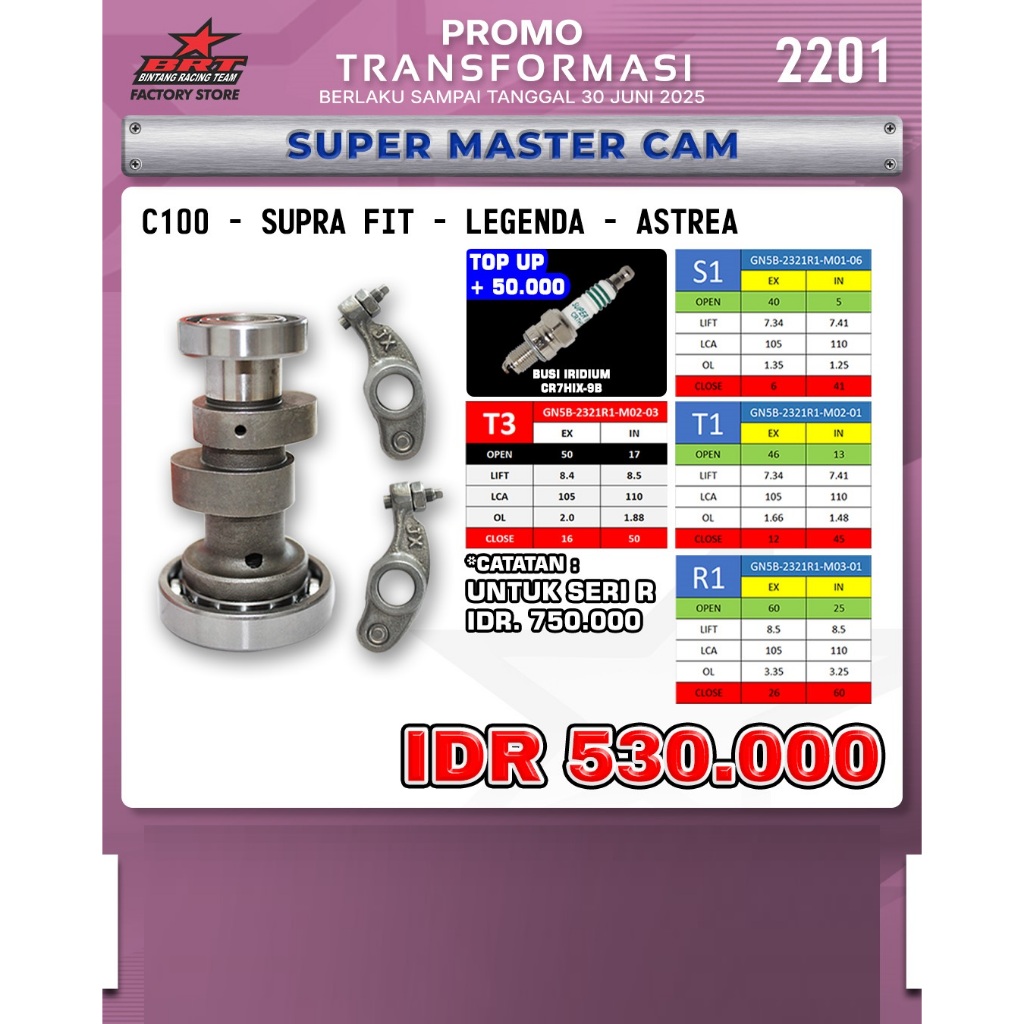 Jual MASTERCAM MASTER CAM NOKEN AS CAMSHAFT ROCKER ARM TIPE S1/T1/T3/R1 ...