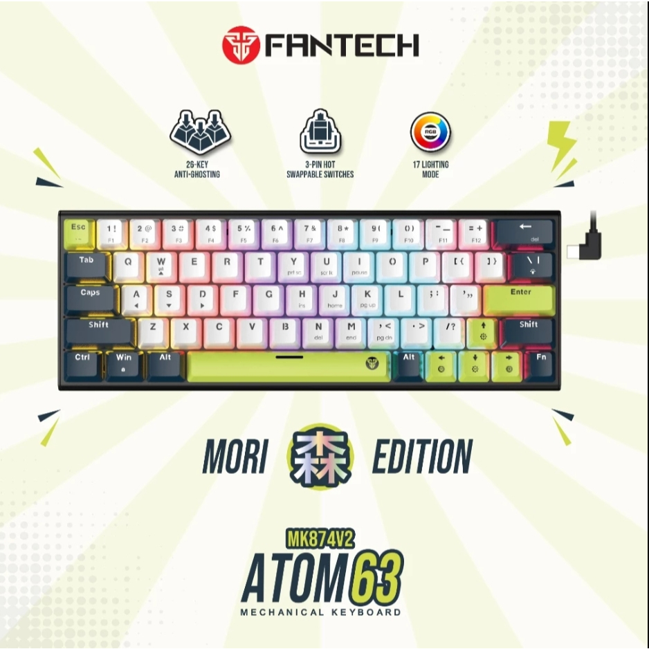 Jual Fantech ATOM MORI SERIES Keyboard Mechanical Gaming ATOM 63 Layout ...