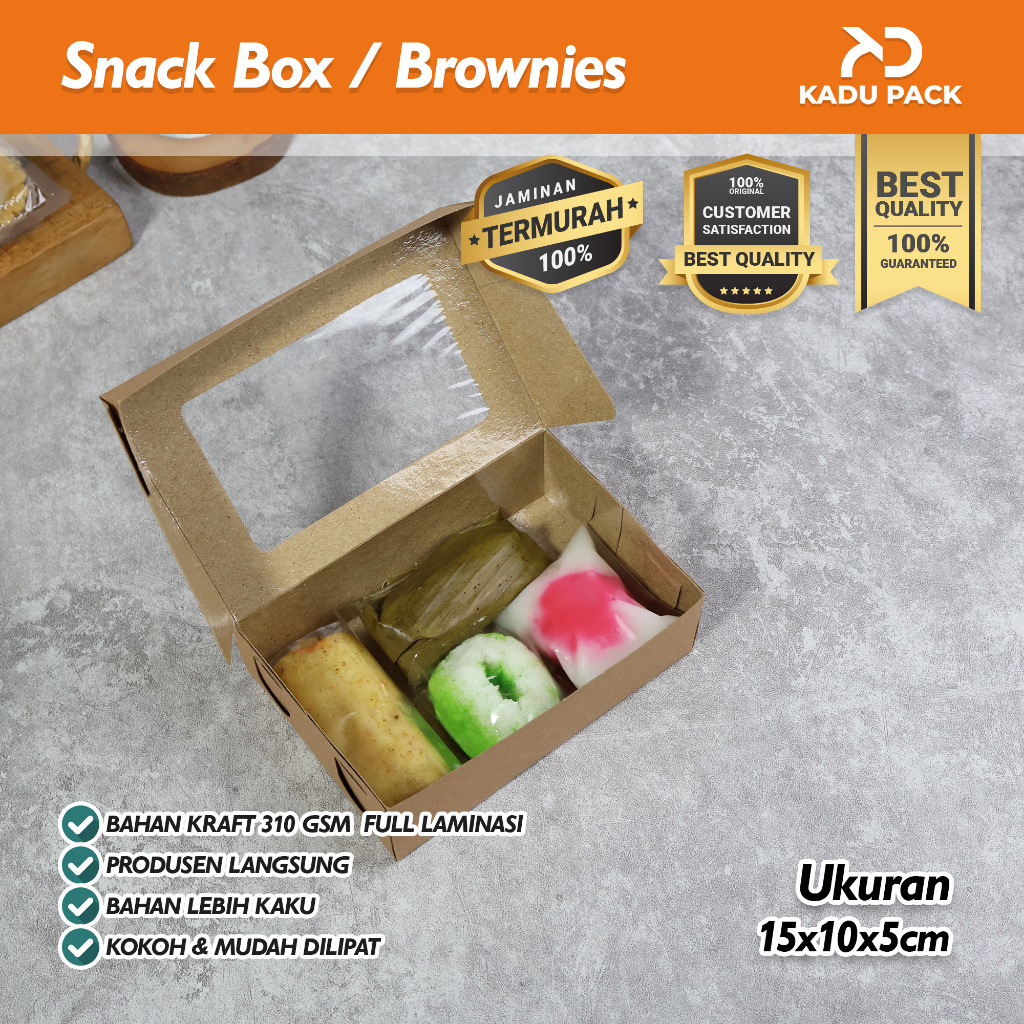Jual Isi 50 Pcs Dus Snack Box 15x10x5 | WIndow | Dus Brownies | 300 GSM ...