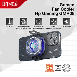 GAMEN Fan Cooler Hp Gaming Magnetic RGB Up to 5°C GMR08 Dengan Klip Penjepit For Iphone / Android Original - Garansi 1 Tahun