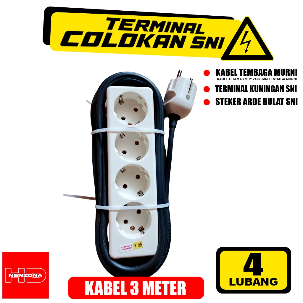 Jual Colokan Terminal Listrik 4 Satu Lubang Dengan Kabel 3 Meter ...