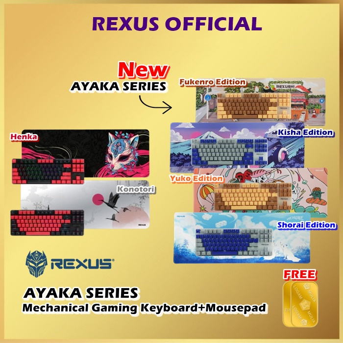Jual Rexus Ayaka TKL Series KG3 KG4 Combo Gaming Keyboard Deskmat ...