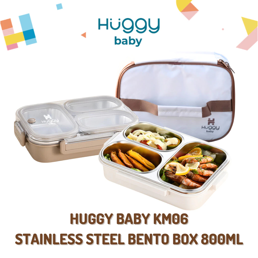Jual Huggy Baby KM06 Stainless Steel Bento Box 800ml | Kotak Makan Anti ...