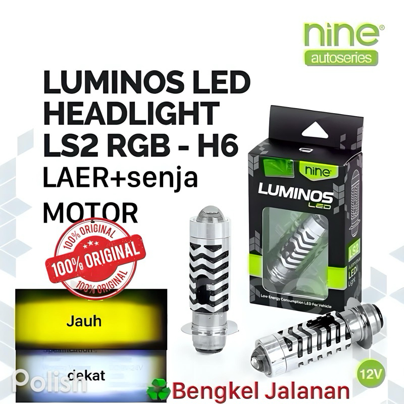 Jual LAMPU LED UTAMA MOTOR AC DC H6 LASER WHITE YELLOW LUXIMOS NINE LS2 ...