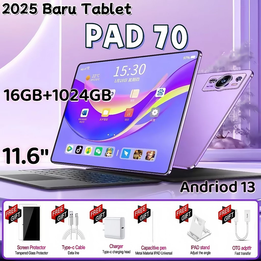 2025 Tablet android 13 Baru Infinix Pad 70 /Pro14 Tab 12inch 16GB+1T Tablet Anak Android Murah - foto 1