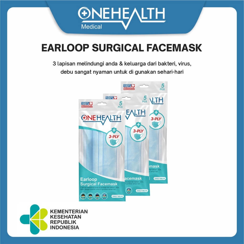 Jual Onehealth Masker Medis Dewasa Sachet Earloop 3-Ply Melindungi ...