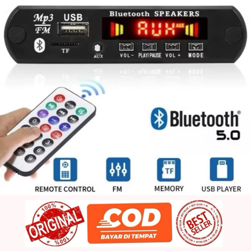 Jual Modul Mp3 Bluetooth 5.0 USB MicroSD AUX Radio FM 12V DC | Shopee ...