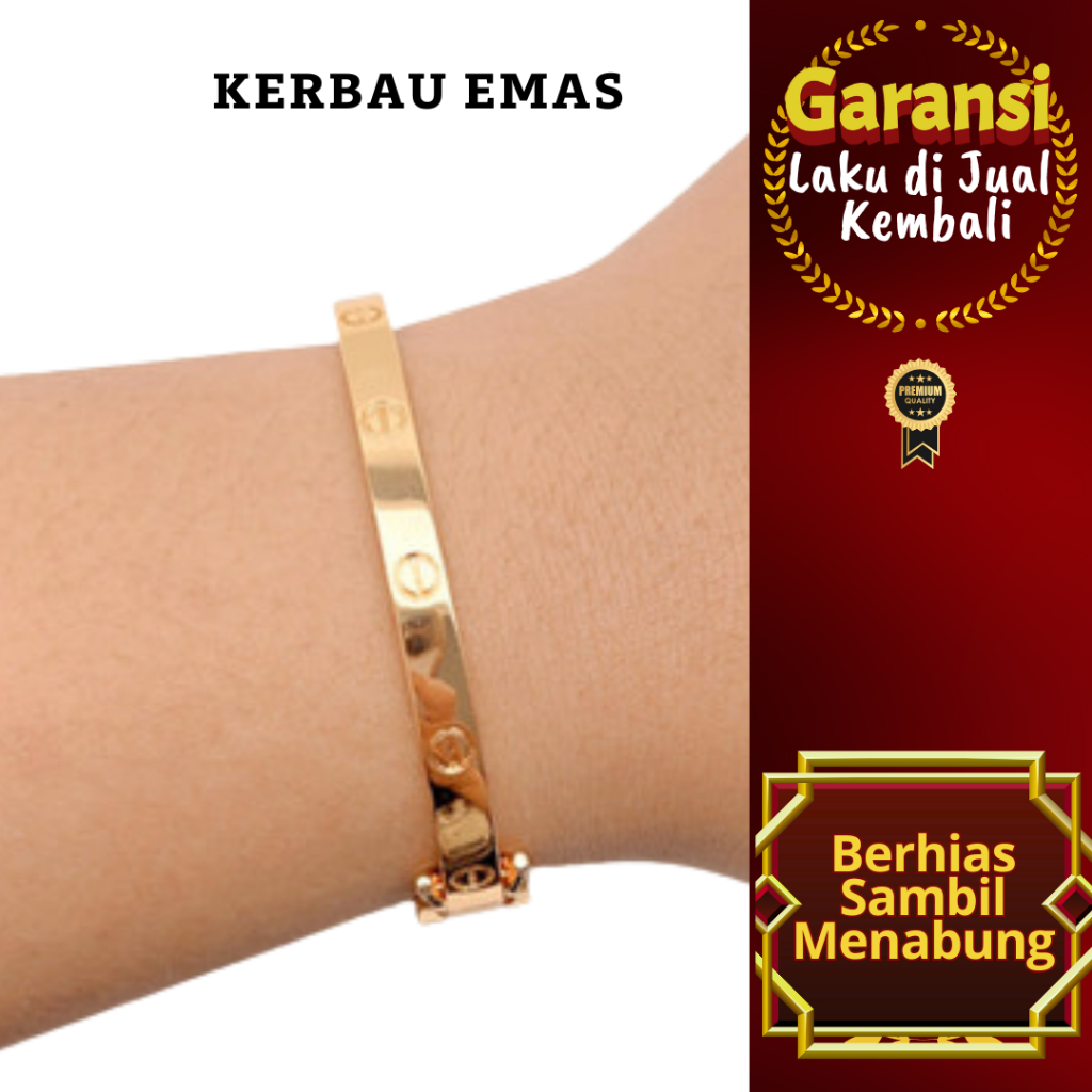 Jual GTBD 1001 Kerbau Emas gelang bangle ctr oval warna 18K kait double ...
