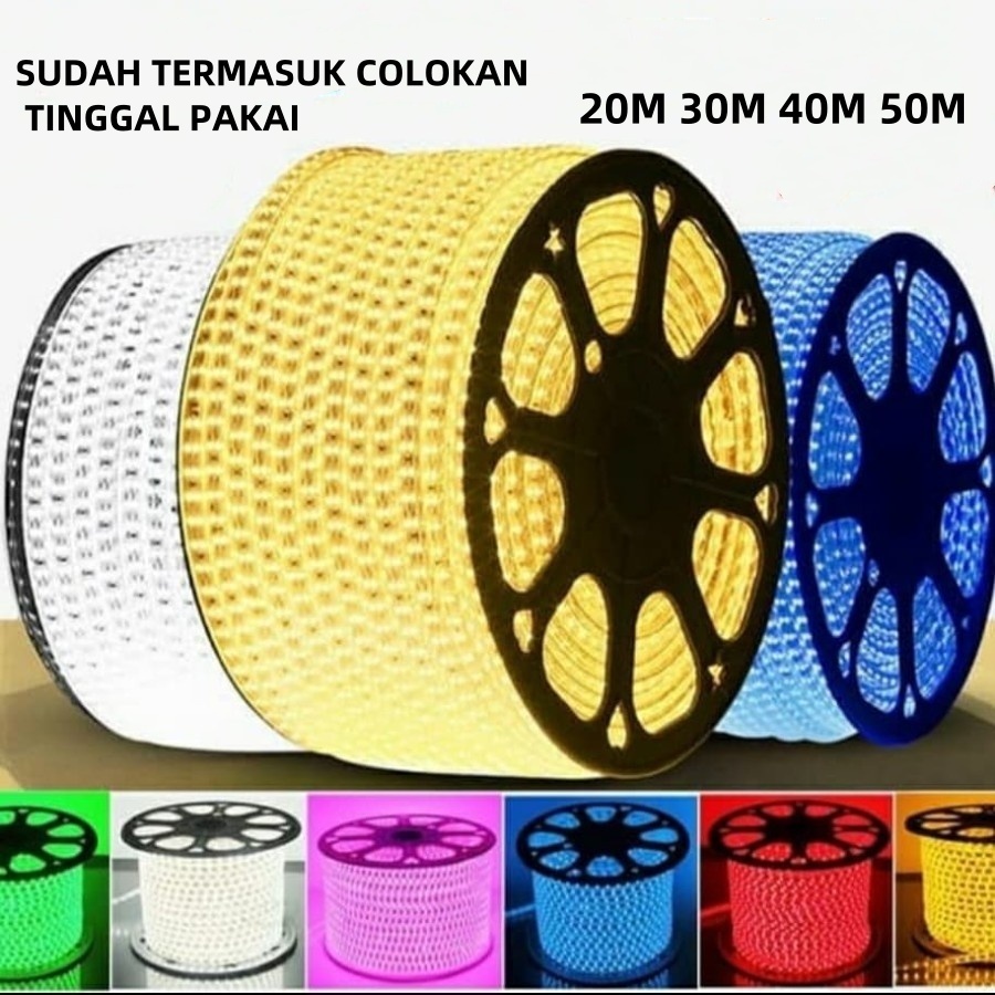 Jual Paket Lampu led strip selang SMD 5050 220v 20m 30m 40M 50meter ...
