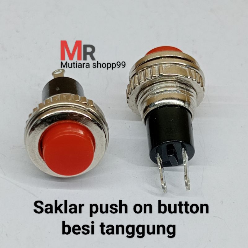 Jual Tombol push on switch button besi bulat 2 pin (tanggung) per 5 pcs ...