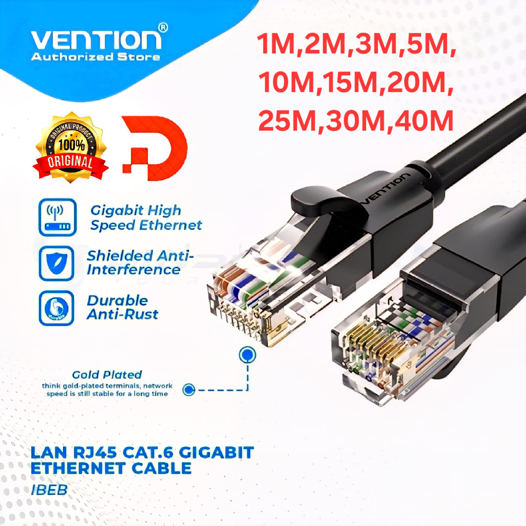 Jual Vention Kabel LAN Cat6/CAT 6 1M,2M,3M,5M,10M,15M,20M UTP IBEB ...