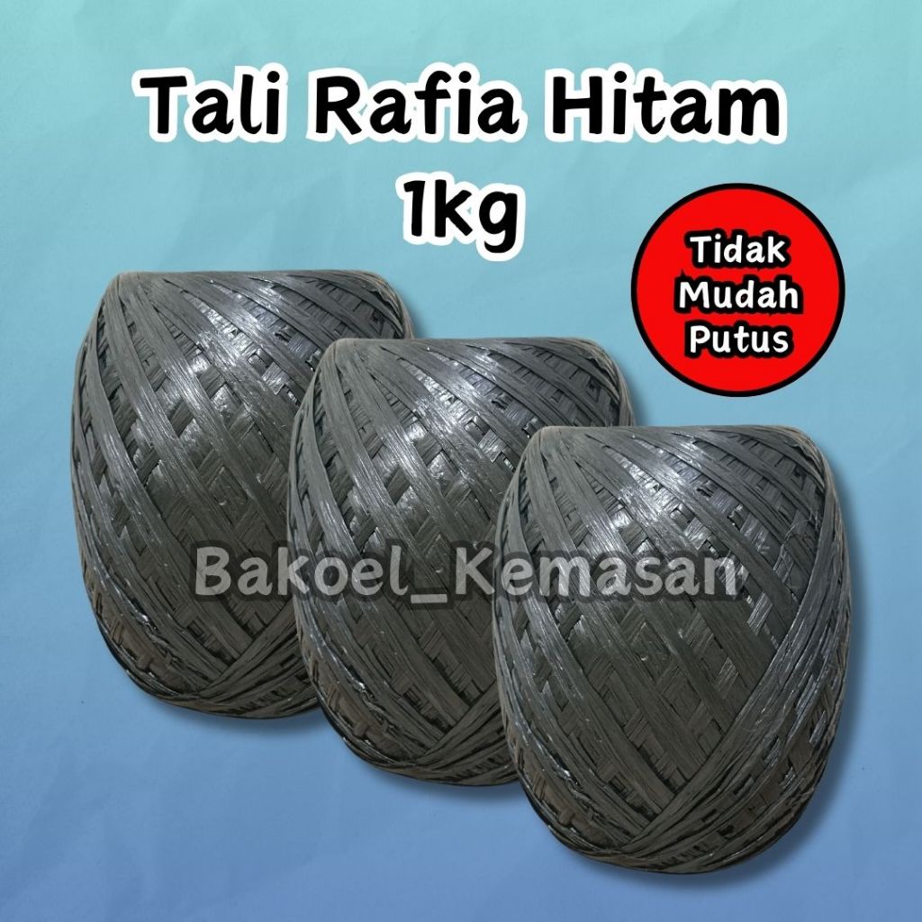 Jual Tali Rafia Hitam 1 Kg FULL Gulungan Padat / Tali pengikat Rumput ...