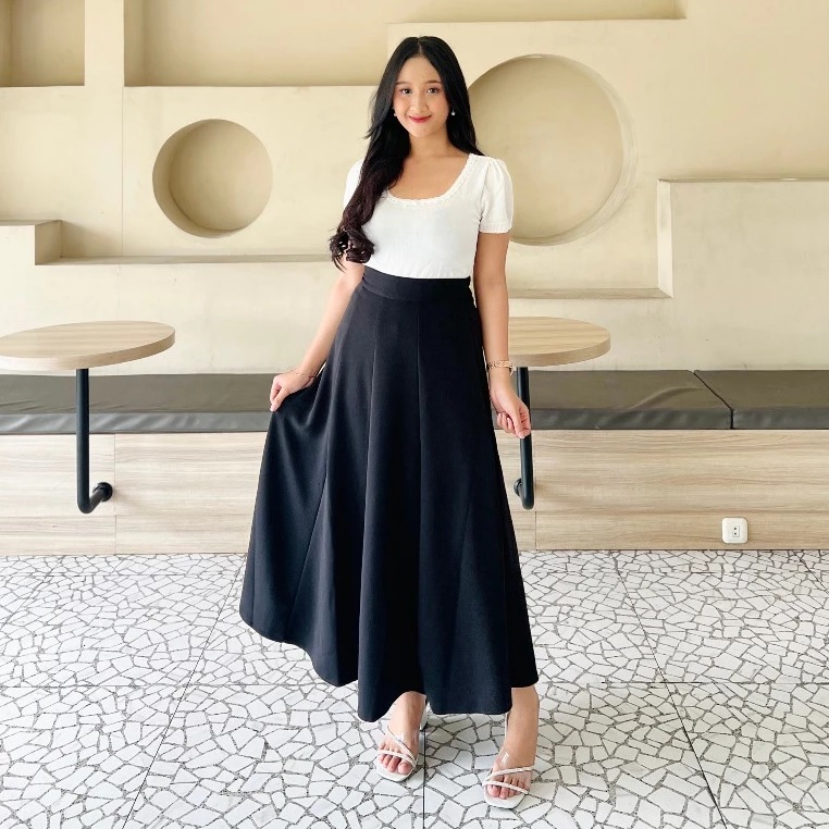 Jual Audy Skirt - Rok Wanita Maxi Skirt Loose Korean Style - Rok Flare ...